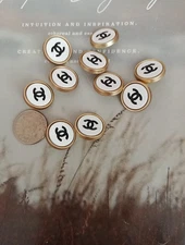 Lot Of 10 Chanel buttons 15 mm Gold Tone Metal Designer Button 