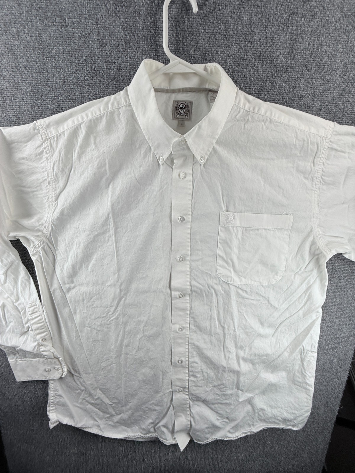 Cinch Cotton Button-Down Large White Solid Long S… - image 1