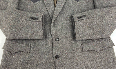 Circle S Mens 50R Gray Black Herringbone Tweed Western Yoke