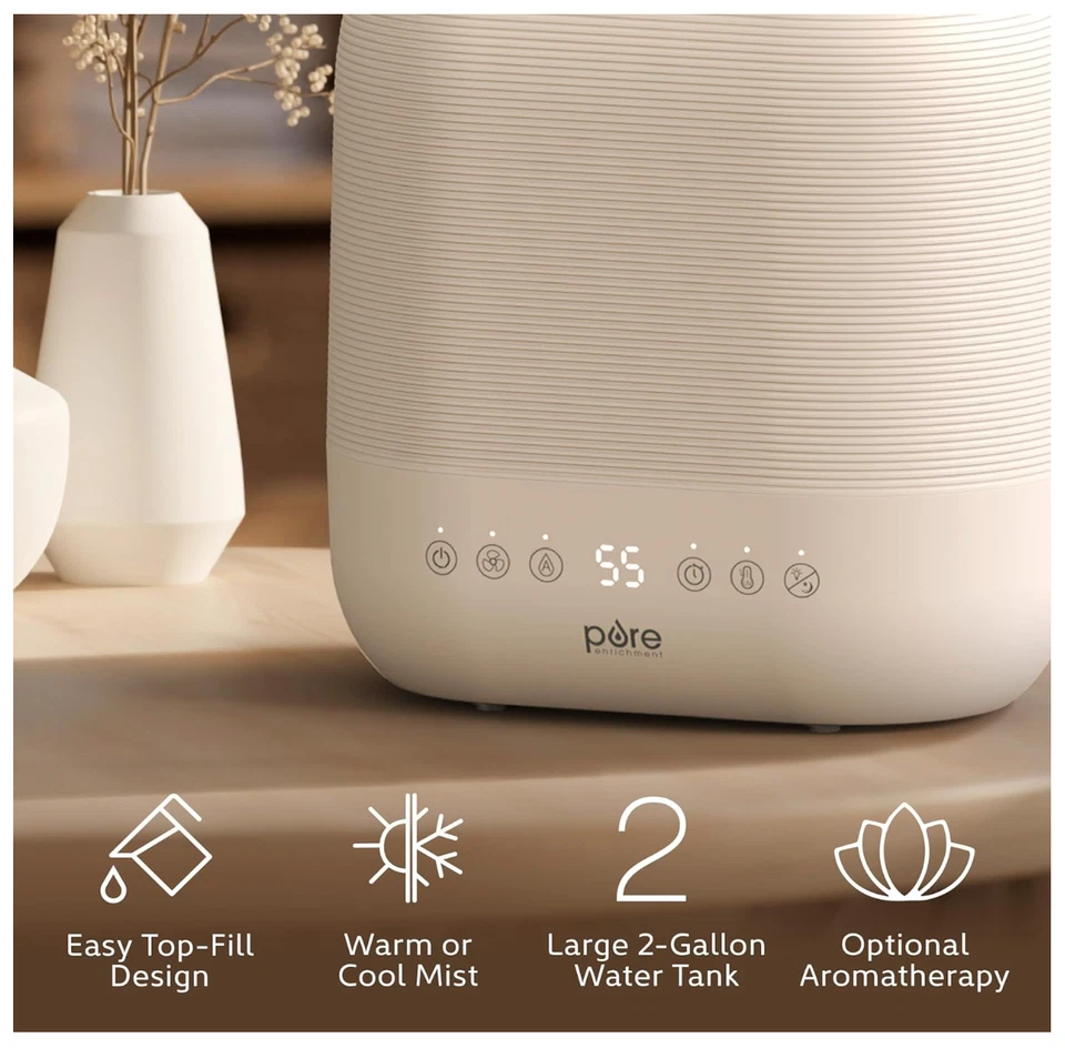 Pure Enrichment HUME Sense Warm & Cool Mist Top-Fill Humidifier, 2-Gal Tank - Image 3 of 4