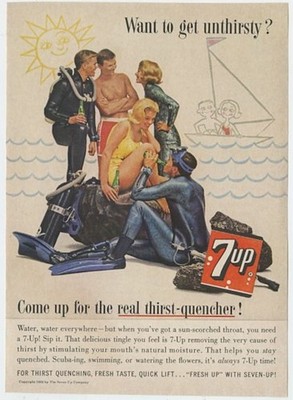 7 UP Seven Up Fresh Clear Taste Thirst Quencher 1960s Vintage Ads 3 Different