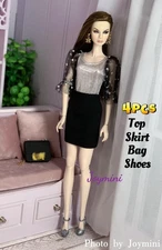 4PCS For Fashion Royalty Integrity Poppy Parker NuFace Dolls Dress Shoes Bag 1/6