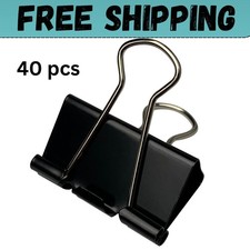 40Pcs Medium Binder Clips 1.25 Inch Black Paper Clamps Office School Supplies...