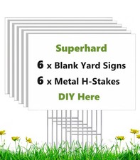 6 Pack 17 x 12 White Blank Yard Signs with Stakes, Weatherproof Corrugated Pl...