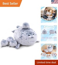 Chubby Blob Seal Pillow Cute Seal Plush with 4 Baby Plushies in Her Tummy, So...