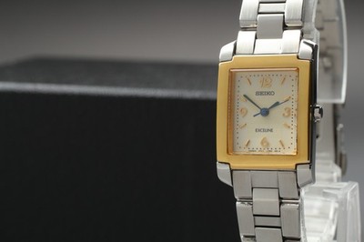 Vintage 1998 Seiko Exceline 1F21-5D70 Tank Two-Tone Quartz Womens