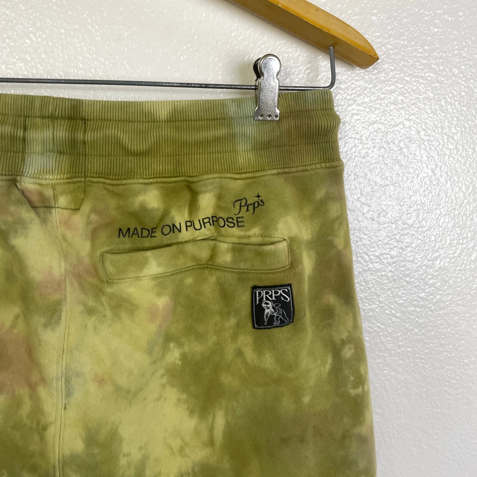 Pantalones Cortos PRPS Goods Co Para Hombre Medianos Verde Tie Dye Terry Gráfico Algodón Propósito Foto 3 de 4