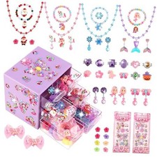 Toddler Toys for Ages 5-7 Girls Jewelry Set,51 Pcs Kids Toys for girls Purple