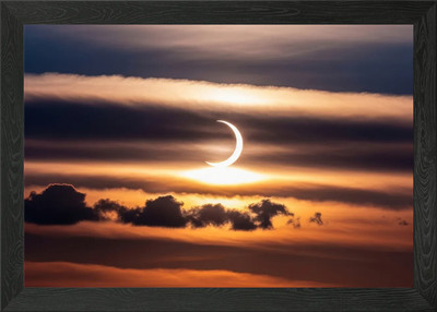 Crescent Sun During Solar Eclipse Framed Wall Art Poster Canvas Print Picture