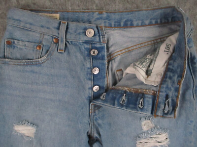 Levis 501 Big E Jeans Mens 26x30 Blue Denim Straight Leg Buttonfly Western Retro
