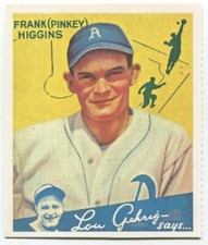 Dover reprint - 1934 Goudey #78 Pinky Higgins Philadelphia Athletics
