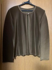 Rare Issey Miyake PLEATS PLEASE Long Cardigan Round Neck Brown Used Size M F/S