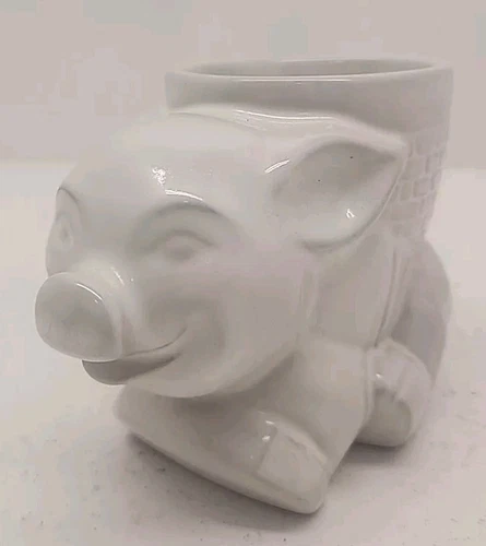 Vintage Frankoma Pottery Pig Basket Planter Pot White~Rare #391