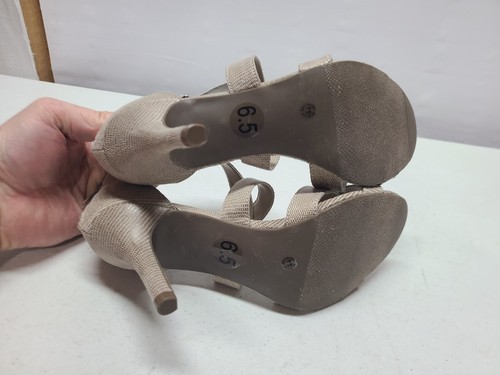 Worthington Womens Size 6.5 Tan Open Toe Strappy Pumps 3" Stiletto Heels Buckle - Picture 9 of 9