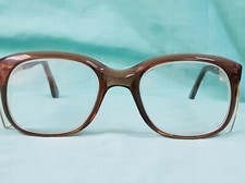 Vtg 70s Safety glasses OWP 032 401 frame Eyeglasses Square Brown frames