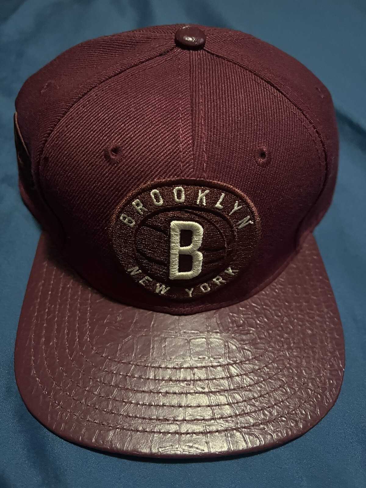 PRO Authentic Brooklyn Nets Maroon Strapback Hat - image 1