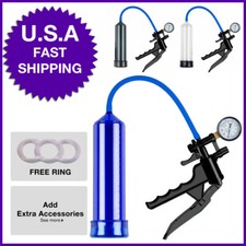 Advanced Male Vacuum Penis Pump W/ Pressure Gauge Valve Stronger Bigger Erection
