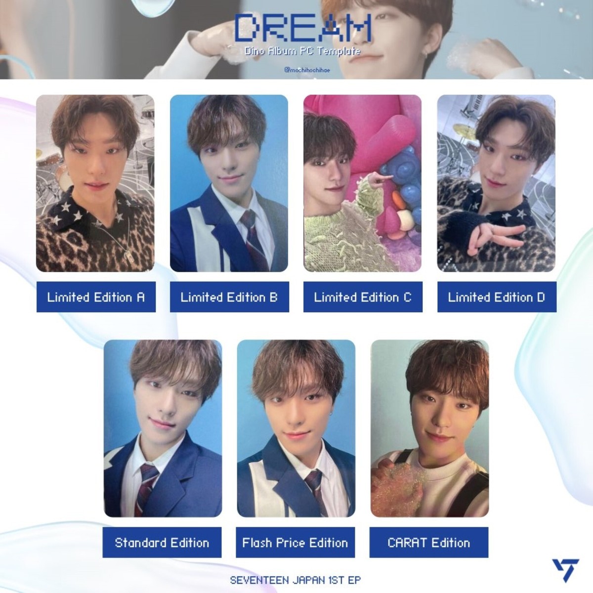 DINO SEVENTEEN DREAM JAPAN 1ST EP Official Photo card CARAT A B C