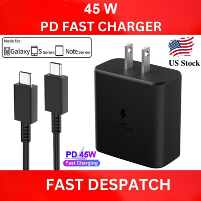 45W Super Fast Wall Charger Adapter Type USB-C Cable For Samsung Galaxy S23 S22