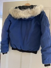 Canada Goose Kids Pacific Blue Rundle Bomber Jacket Or Xs Adult