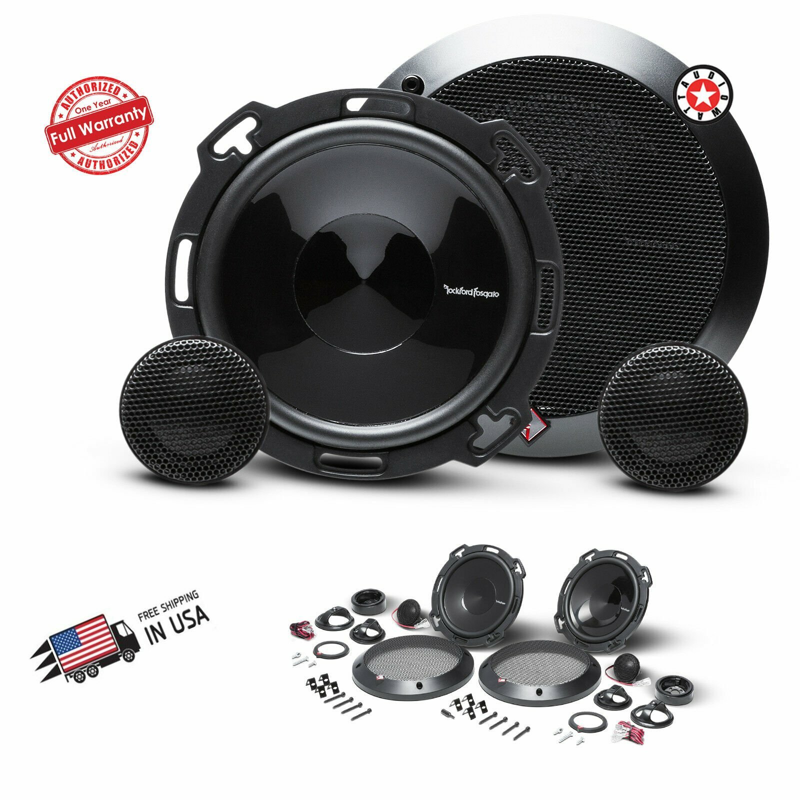 Rockford Fosgate P16-S 120W 6" 2-Way PEI Dome Tweeters Component Speakers