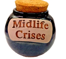 Tumbleweed Pottery Stoneware Midlife Crisis Ceramic Stash Jar with Cork Lid