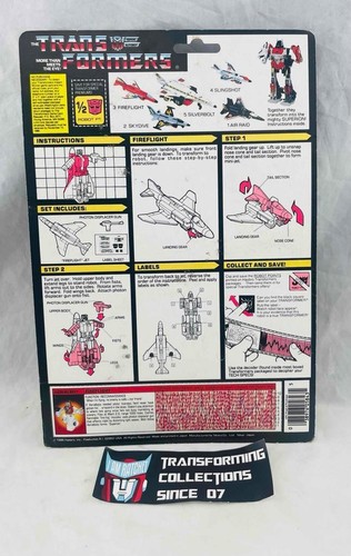 Transformers Original G1 1986 Aeiralbot Fireflight Card Back - Picture 2 of 2