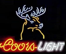 Coors Light Stag Deer Neon Light Sign Beer Cave Gift Lamp Real Glass Bar 17"x14"