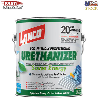 Lanco Urethanizer 1 Gal. 100% Acrylic Urethane White Reflective Roof Sealer
