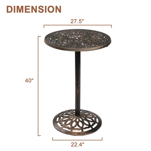 NEW Outdoor Bistro Pub Table Round Patio Bar Height Cocktail Table, Bronze - Bild 6 von 9