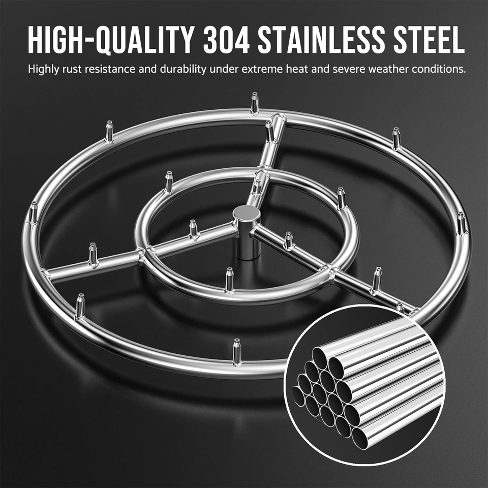 18 Inch round Stainless Steel Fire Pit Jet Burner Ring High Flame eBay