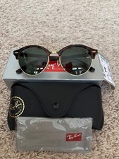 Ray Ban RB4246 Clubround Classic Polished Red Havana Frame Green Classic Lenses