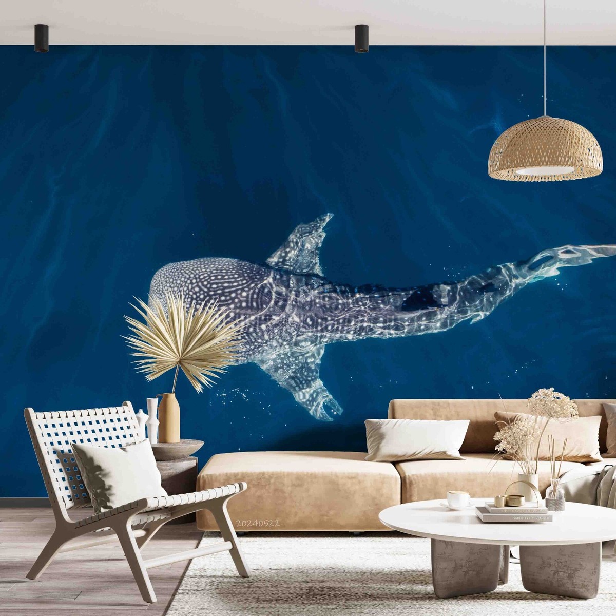 3D Ozean Tier Walhai Blau Schwimmen Tapete Wandgemälde Fototapete