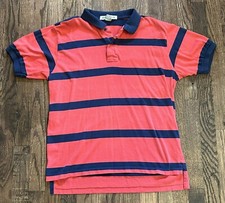 Vintage 90s Preppy Ivy Club Men Shirt, Pink Blue Striped, L fits M Polo Style