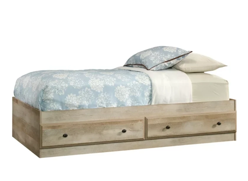 Cama de almacenamiento de 2 cajones rústica tamaño doble con acabado desgastado Foto 2 de 4