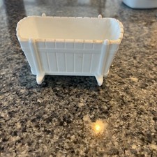 5 inch small white glass baby rocker carrage