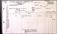 1907 Virginia Carolina Chemical co Commercial Fertilizers HENRY VA Billhead