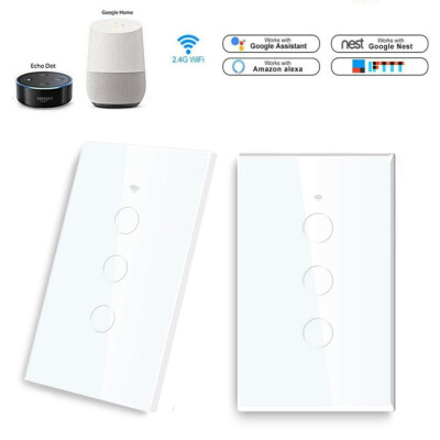1/2/3 Gang Smart Home WiFi Touch Light Wall Switch Panel For Alexa Google  Home