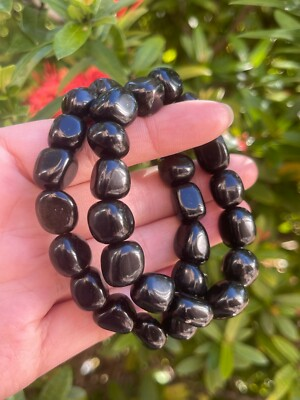 #ad Grade A Black Obsidian Nugget Bracelet Genuine Black Obsidian Nugget Bracelet $14.60