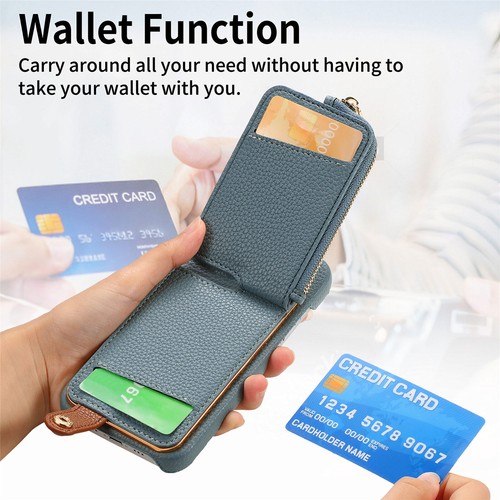 For iPhone 16 15 14 13 12 11 Plus Pro Max Flip Zipper Card Wallet Case With Ring - Picture 42 of 91
