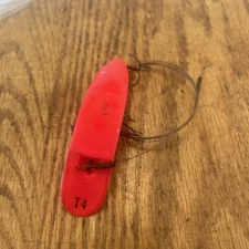 Helin Tackle Company Flatfish T4 With Leader For Trolling Used Color: FL Red