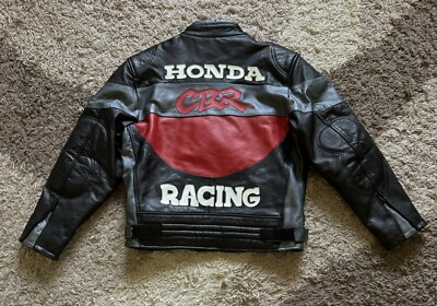 HONDA montジャケット ブラック/レッド Vintage Honda Racing Leather Moto Jacket Michelin XXLarge | eBay