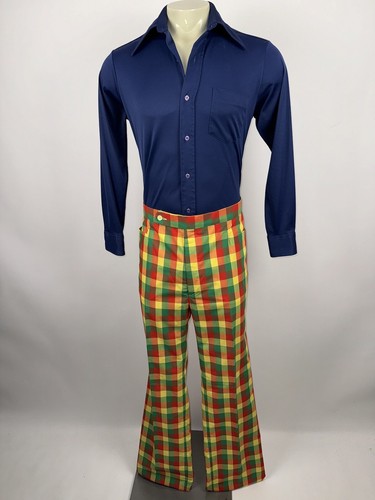 NOS Vtg 60s 70s Mens Pants Aureus Caddyshack Golf Plaid Disco Mens 40 Unhemmed - Picture 7 of 16