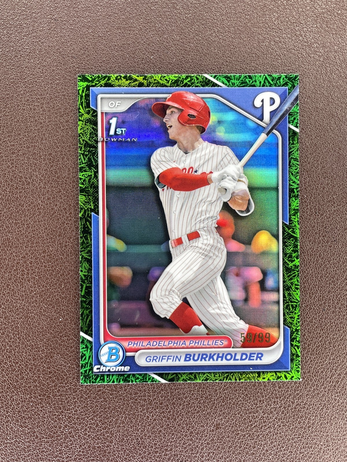 2024 Bowman Draft Chrome Griffin Burkholder 1st Green Grass /99 Phillies FJ5XW