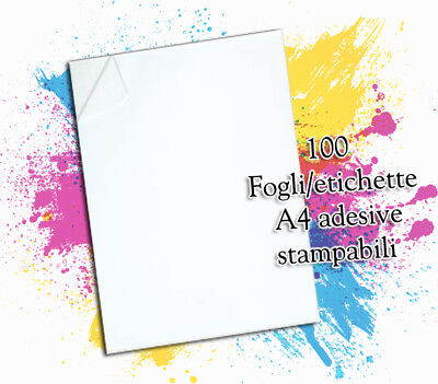 100 FOGLI A4 CARTA ADESIVA 200 ETICHETTE 210x148,5 mm APPTAC C509 INKJET LASER