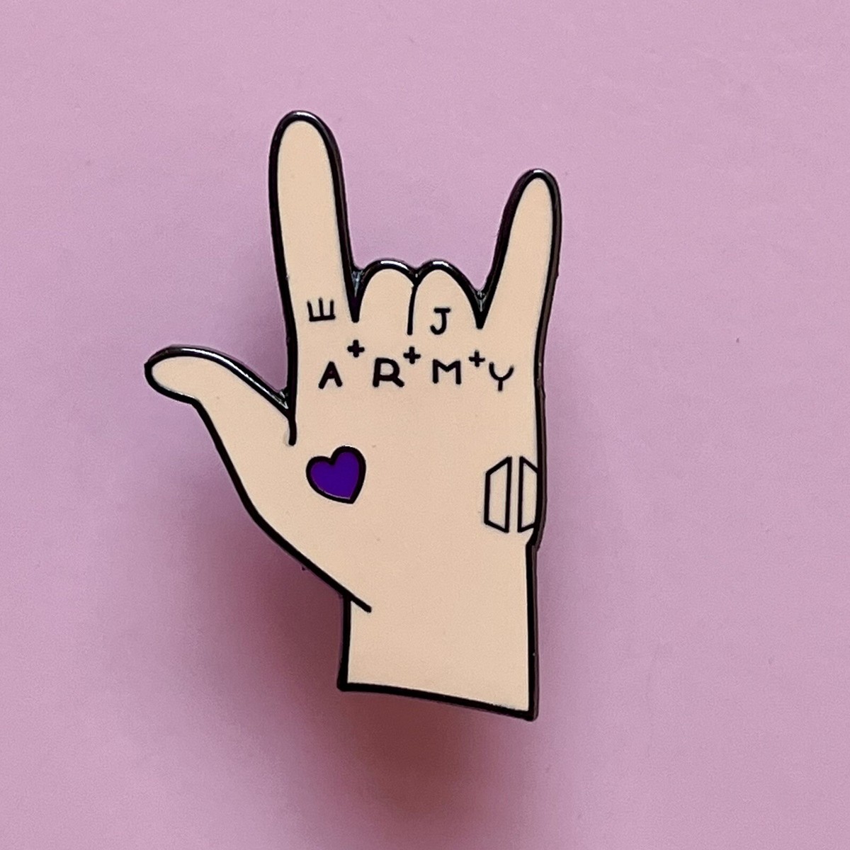 BTS Jungkook tattooed hand pin badge. JK Bangtan. Purple kpop gift