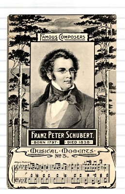 FRANZ PETER SCHUBERT - POSTCARD - BLACK AND WHITE - "FAMOUS COMPOSERS ...