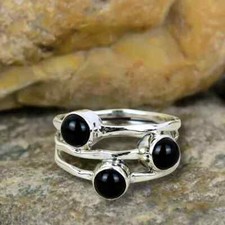 Black Onyx 925 Sterling Silver Band Ring, Statement Ring Handmade RingAll size