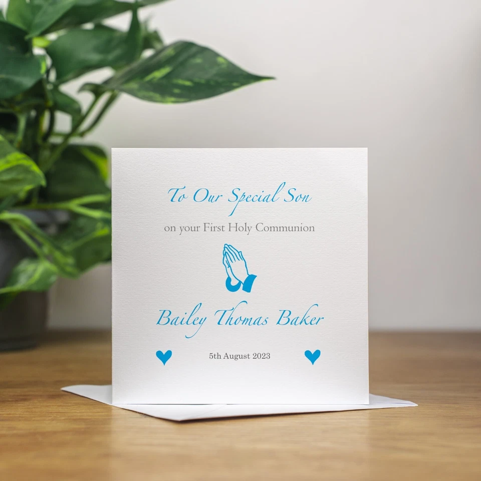 Personalised Handmade First Holy Communion Card Boy Son Grandson Nephew Godson - Image 3 of 3