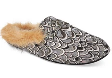INC International Concepts Women's Silver Faux Fur Loafer Slippers Shoes - Si...